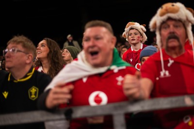 210226 - Wales v Scotland - Guinness Six Nations - Fans react inside the Stadium during the match 