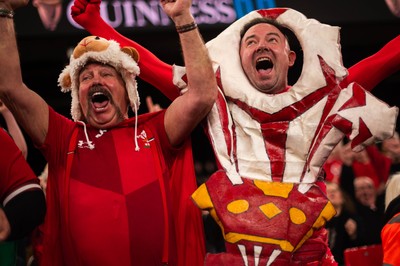 210226 - Wales v Scotland - Guinness Six Nations - Fans react inside the Stadium during the match 