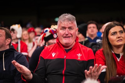 210226 - Wales v Scotland - Guinness Six Nations - Fans react inside the Stadium during the match 