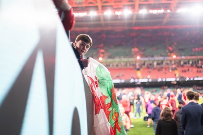 210226 - Wales v Scotland - Guinness Six Nations - Fans react inside the Stadium during the match 