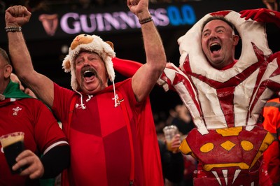 210226 - Wales v Scotland - Guinness Six Nations - Fans react inside the Stadium during the match 