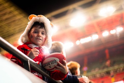 210226 - Wales v Scotland - Guinness Six Nations - Fans react inside the Stadium during the match 