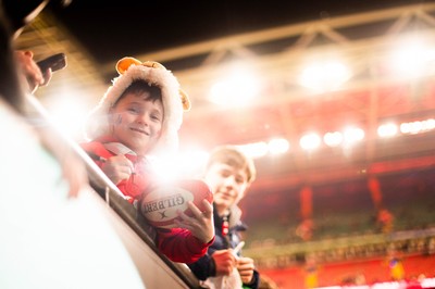 210226 - Wales v Scotland - Guinness Six Nations - Fans react inside the Stadium during the match 