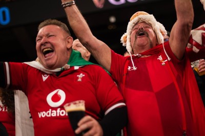 210226 - Wales v Scotland - Guinness Six Nations - Fans react inside the Stadium during the match 
