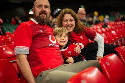 210226 - Wales v Scotland - Guinness Six Nations - Fans react inside the Stadium during the match 