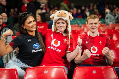 210226 - Wales v Scotland - Guinness Six Nations - Fans react inside the Stadium during the match 