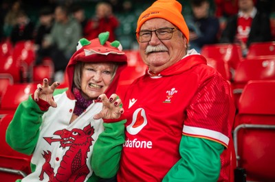 210226 - Wales v Scotland - Guinness Six Nations - Fans react inside the Stadium during the match 