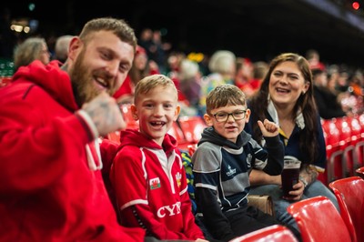 210226 - Wales v Scotland - Guinness Six Nations - Fans react inside the Stadium during the match 