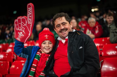 210226 - Wales v Scotland - Guinness Six Nations - Fans react inside the Stadium during the match 