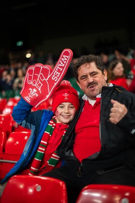 210226 - Wales v Scotland - Guinness Six Nations - Fans react inside the Stadium during the match 