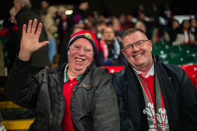 210226 - Wales v Scotland - Guinness Six Nations - Fans react inside the Stadium during the match 