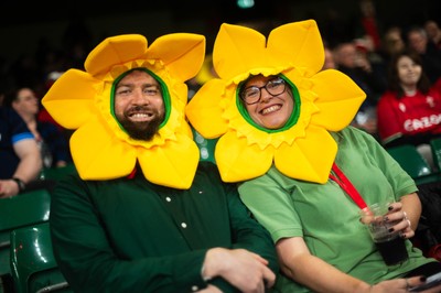 210226 - Wales v Scotland - Guinness Six Nations - Fans react inside the Stadium during the match 