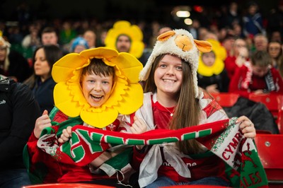 210226 - Wales v Scotland - Guinness Six Nations - Fans react inside the Stadium during the match 