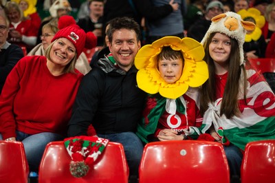 210226 - Wales v Scotland - Guinness Six Nations - Fans react inside the Stadium during the match 