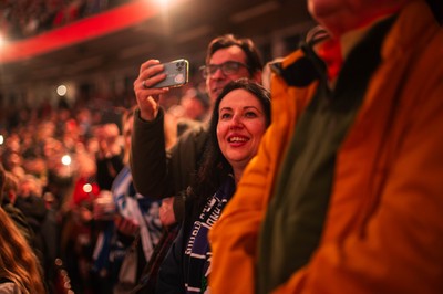 210226 - Wales v Scotland - Guinness Six Nations - Fans react inside the Stadium during the match 