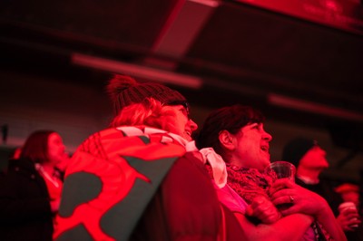 210226 - Wales v Scotland - Guinness Six Nations - Fans react inside the Stadium during the match 