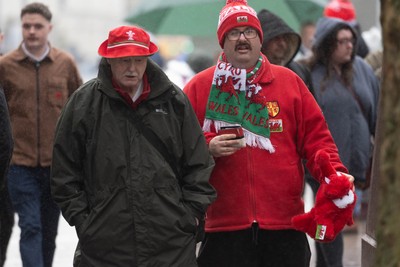 210226 - Wales v Scotland - Guinness Six Nations - Fans in Cardiff City centre ahead of the game 