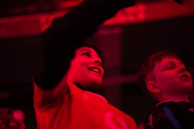 210226 - Wales v Scotland - Guinness Six Nations - Fans react inside the Stadium during the match 