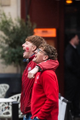 210226 - Wales v Scotland - Guinness Six Nations - Fans in Cardiff City centre ahead of the game 