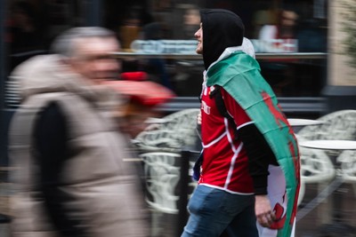 210226 - Wales v Scotland - Guinness Six Nations - Fans in Cardiff City centre ahead of the game 