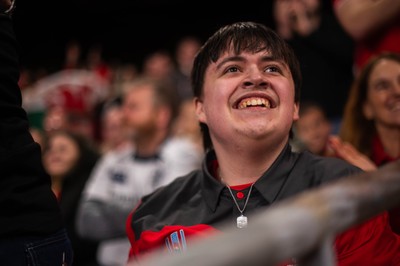 210226 - Wales v Scotland - Guinness Six Nations - Fans react inside the Stadium during the match 