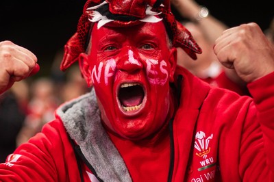 210226 - Wales v Scotland - Guinness Six Nations - Fans react inside the Stadium during the match 