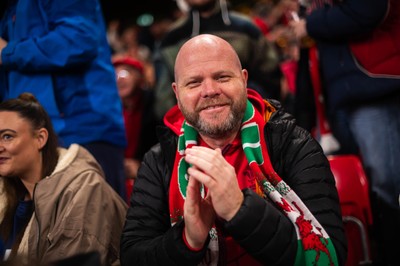 210226 - Wales v Scotland - Guinness Six Nations - Fans react inside the Stadium during the match 