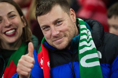 210226 - Wales v Scotland - Guinness Six Nations - Fans react inside the Stadium during the match 