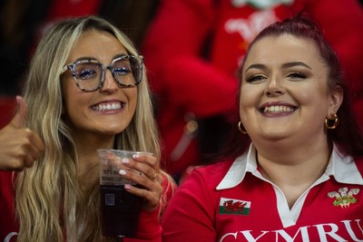 210226 - Wales v Scotland - Guinness Six Nations - Fans react inside the Stadium during the match 