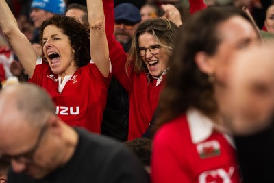 210226 - Wales v Scotland - Guinness Six Nations - Fans react inside the Stadium during the match 