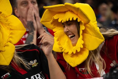 210226 - Wales v Scotland - Guinness Six Nations - Fans react inside the Stadium during the match 