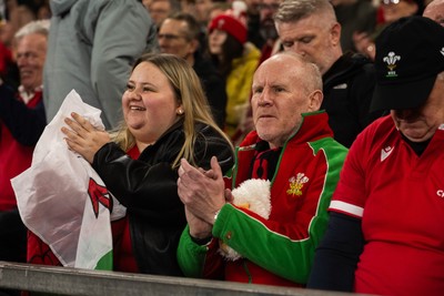 210226 - Wales v Scotland - Guinness Six Nations - Fans react inside the Stadium during the match 