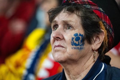 210226 - Wales v Scotland - Guinness Six Nations - Fans react inside the Stadium during the match 