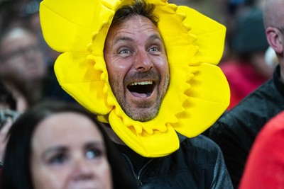 210226 - Wales v Scotland - Guinness Six Nations - Fans react inside the Stadium during the match 
