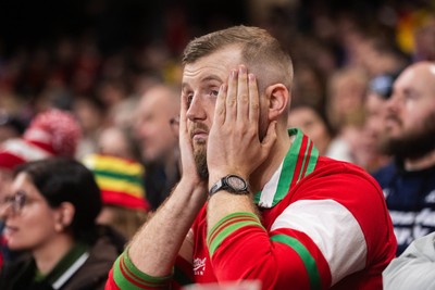 210226 - Wales v Scotland - Guinness Six Nations - Fans react inside the Stadium during the match 
