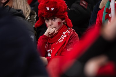 210226 - Wales v Scotland - Guinness Six Nations - Fans react inside the Stadium during the match 