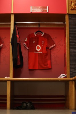 210226 - Wales v Scotland - Guinness Six Nations Championship - Gabriel Hamer-Webb of Wales jersey in the dressing room before the game