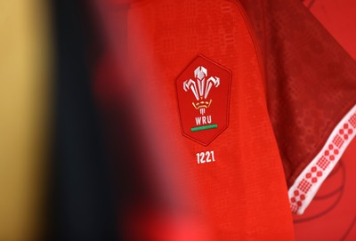 210226 - Wales v Scotland - Guinness Six Nations Championship - Gabriel Hamer-Webb of Wales jersey in the dressing room before the game