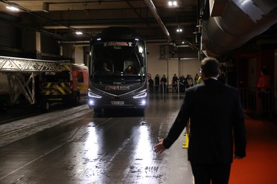 210226 - Wales v Scotland - Guinness Six Nations Championship - Wales team bus arrives