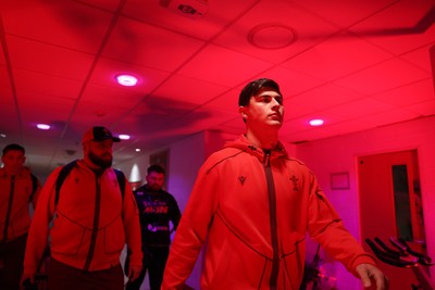 210226 - Wales v Scotland - Guinness Six Nations Championship - Louis Rees-Zammit of Wales arrives at the stadium
