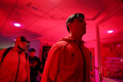 210226 - Wales v Scotland - Guinness Six Nations Championship - Louis Rees-Zammit of Wales arrives at the stadium