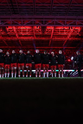 210226 - Wales v Scotland - Guinness Six Nations Championship - Wales during the anthem