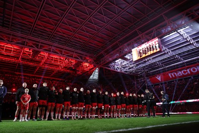 210226 - Wales v Scotland - Guinness Six Nations Championship - Wales during the anthem