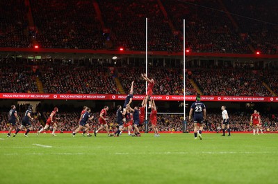 210226 - Wales v Scotland - Guinness Six Nations Championship - Dafydd Jenkins of Wales wins the line out