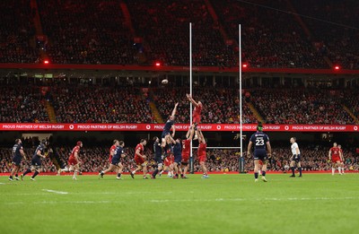 210226 - Wales v Scotland - Guinness Six Nations Championship - Dafydd Jenkins of Wales wins the line out