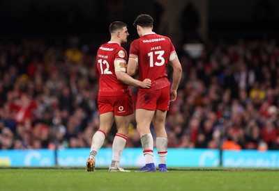 210226 - Wales v Scotland - Guinness Six Nations Championship - Joe Hawkins and Eddie James of Wales 