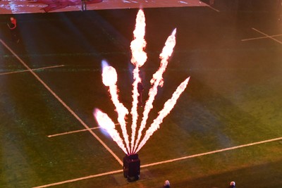 210226 - Wales v Scotland - Guinness Men's Six Nations - Flames before the match