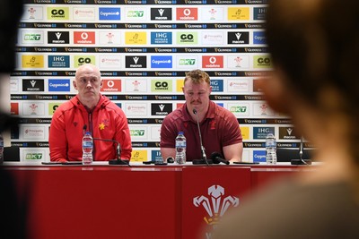 210226 - Wales v Scotland - Guinness Men's Six Nations - Wales Head Coach, Steve Tandy and Dewi Lake of Wales speak in a press conference after the match
