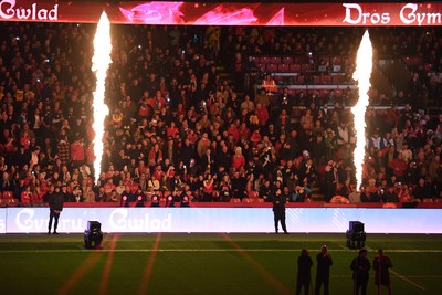 210226 - Wales v Scotland - Guinness Men's Six Nations - Light show before the match 