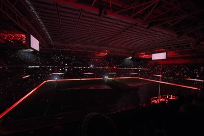 210226 - Wales v Scotland - Guinness Men's Six Nations - Light show before the match 